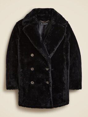 NWT J.Crew Faux Fur Pea Coat $300 Retail